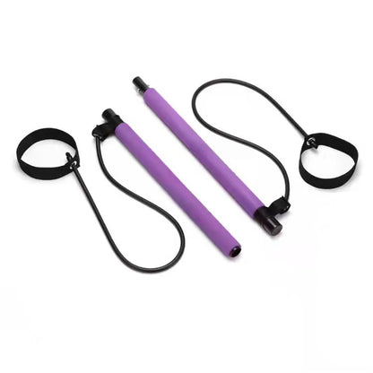 Pilates Bar Kit with Resistance Bands, Multifunctional Yoga Pilates Bar with Heavy-Duty Metal Adjustment Buckle, Portable Home Gym Pilates Resistance Bar Kit for Women Full Body Workouts