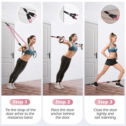 Pilates Bar Kit with Resistance Bands,Pilates Bar with Stackable Bands Workout Equipment for Legs,Hip,Waist and Arm,Exercise Fitness Equipment for Women & Men Home Gym Yoga Pilates