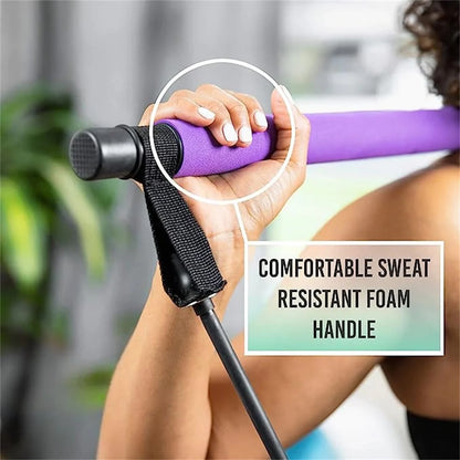 Pilates Bar Kit with Resistance Bands, Multifunctional Yoga Pilates Bar with Heavy-Duty Metal Adjustment Buckle, Portable Home Gym Pilates Resistance Bar Kit for Women Full Body Workouts