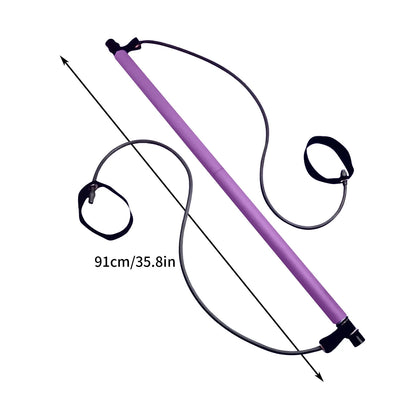 Pilates Bar Kit with Resistance Bands, Multifunctional Yoga Pilates Bar with Heavy-Duty Metal Adjustment Buckle, Portable Home Gym Pilates Resistance Bar Kit for Women Full Body Workouts